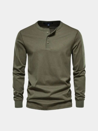 Minimalist Henley Neck Long Sleeve T-Shirt - Manly Man