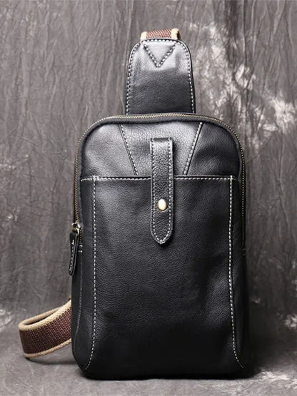 Minimalist Leather Shoulder Bag - Manly Man
