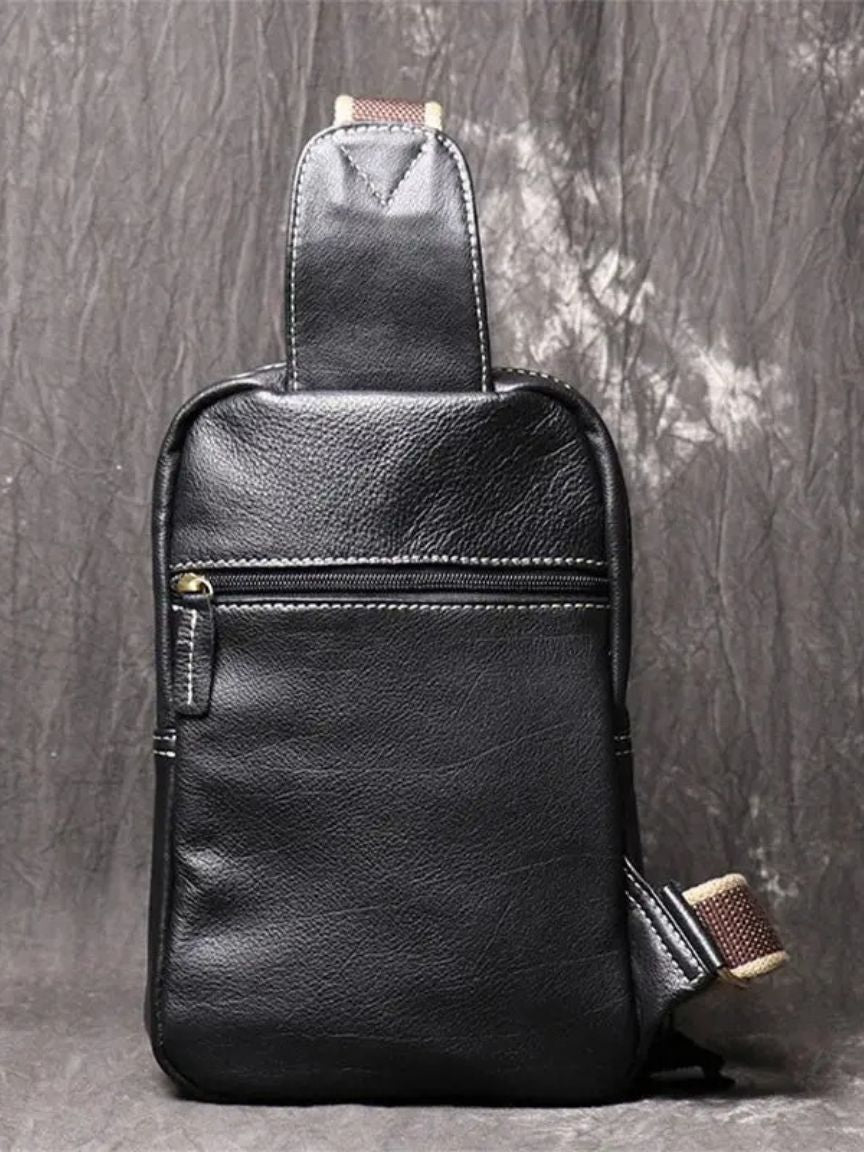 Minimalist Leather Shoulder Bag - Manly Man
