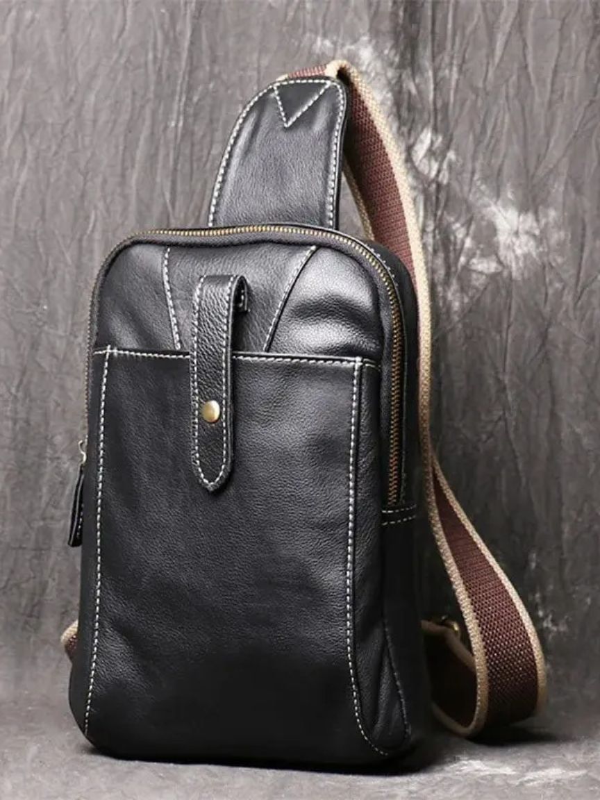 Minimalist Leather Shoulder Bag - Manly Man