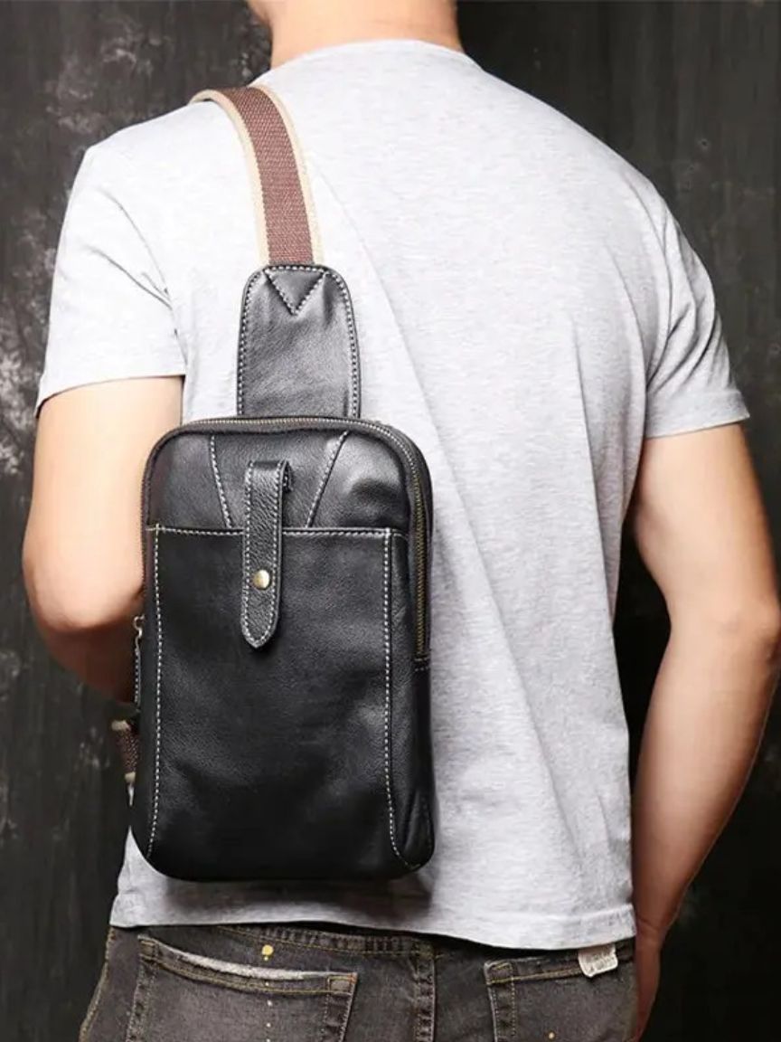 Minimalist Leather Shoulder Bag - Manly Man