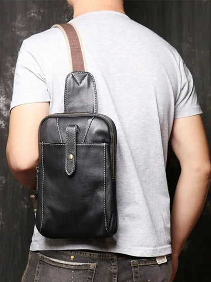 Minimalist Leather Shoulder Bag - Manly Man