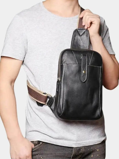 Minimalist Leather Shoulder Bag - Manly Man