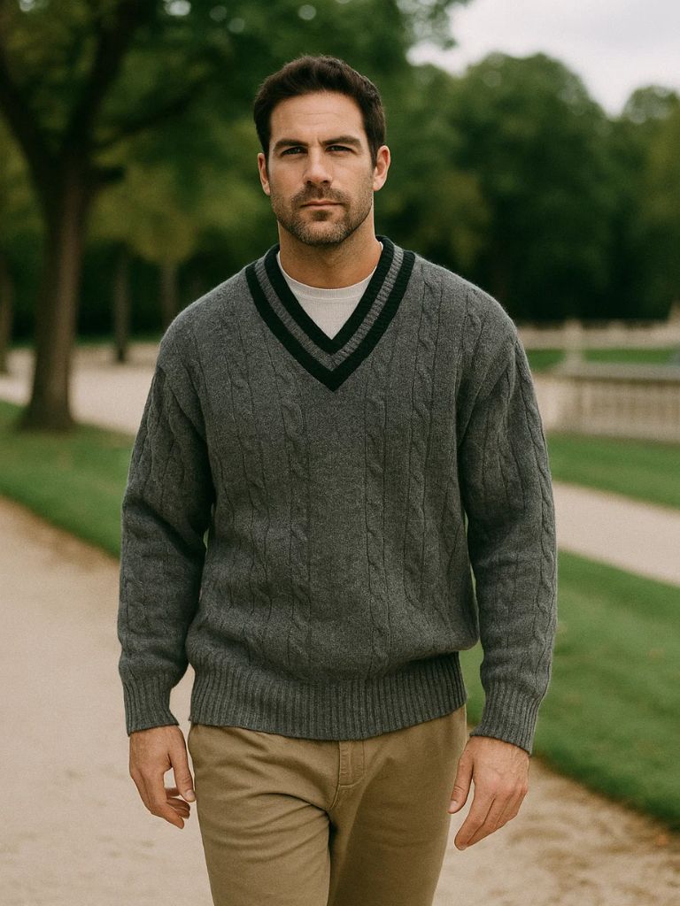 Minimalist V-Neck Sweater - Manly Man