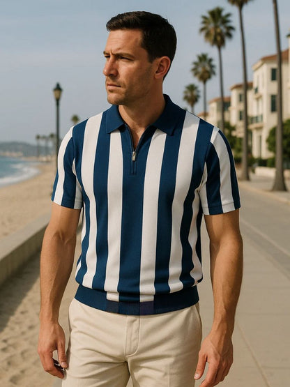 Navy Stripe Polo - Manly Man