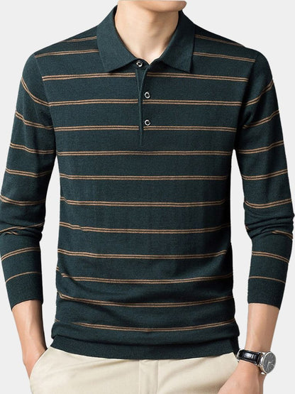 Navy Sunset Striped Polo - Manly Man