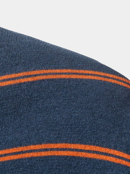 Navy Sunset Striped Polo - Manly Man