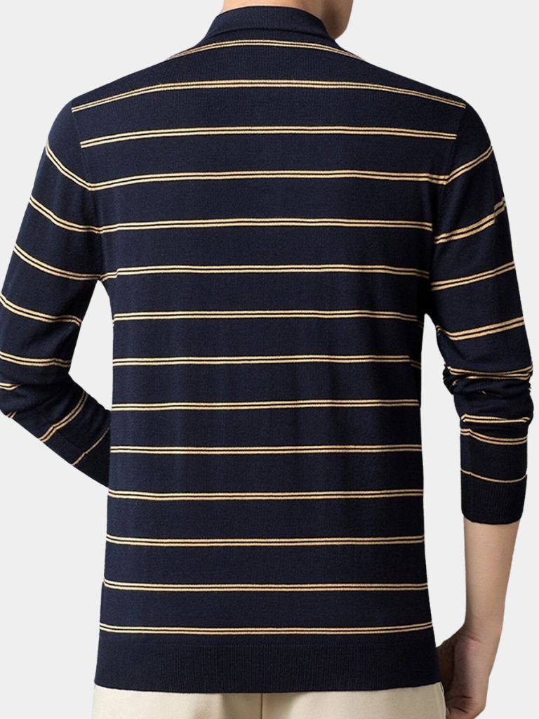 Navy Sunset Striped Polo - Manly Man