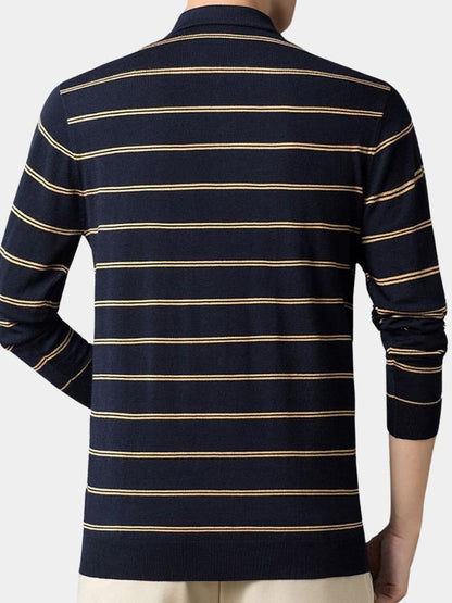Navy Sunset Striped Polo - Manly Man