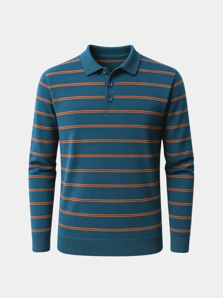 Navy Sunset Striped Polo - Manly Man