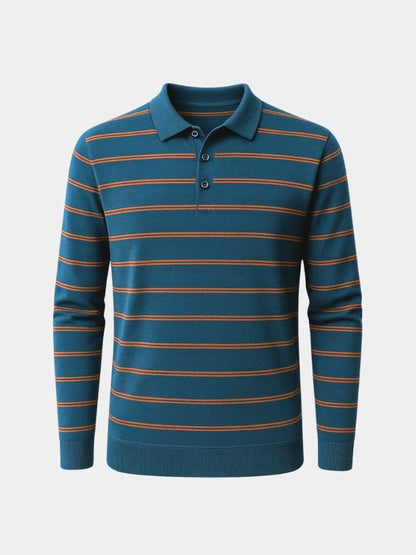 Navy Sunset Striped Polo - Manly Man