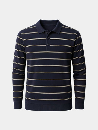 Navy Sunset Striped Polo - Manly Man