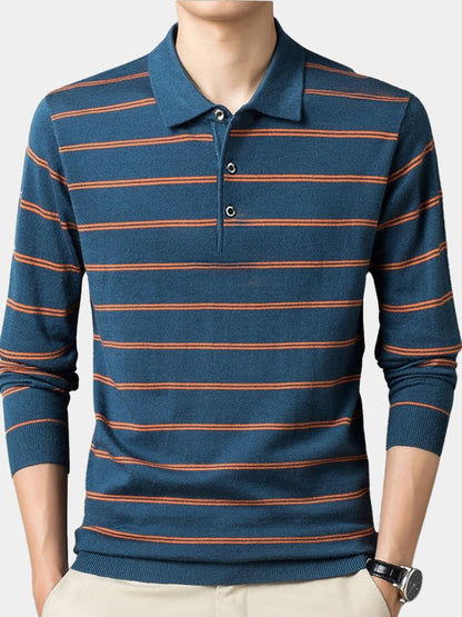Navy Sunset Striped Polo - Manly Man