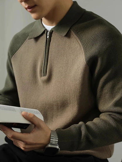 Suéter con cremallera de un cuarto de raglán - Manly Man