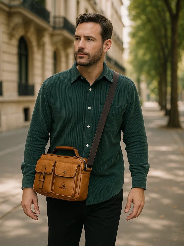 Bolso de hombro cuadrado de cuero retro - Manly Man