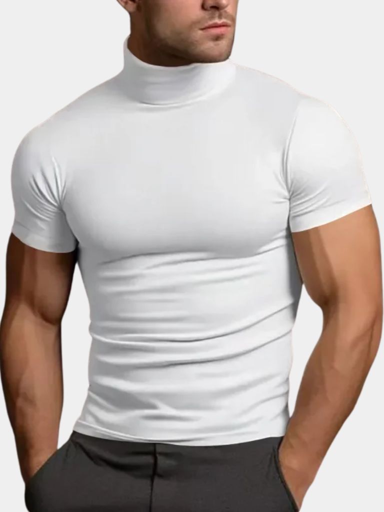 Solid Casual Turtle Neck T-Shirt - Manly Man