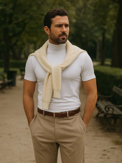 Solid Casual Turtle Neck T-Shirt - Manly Man