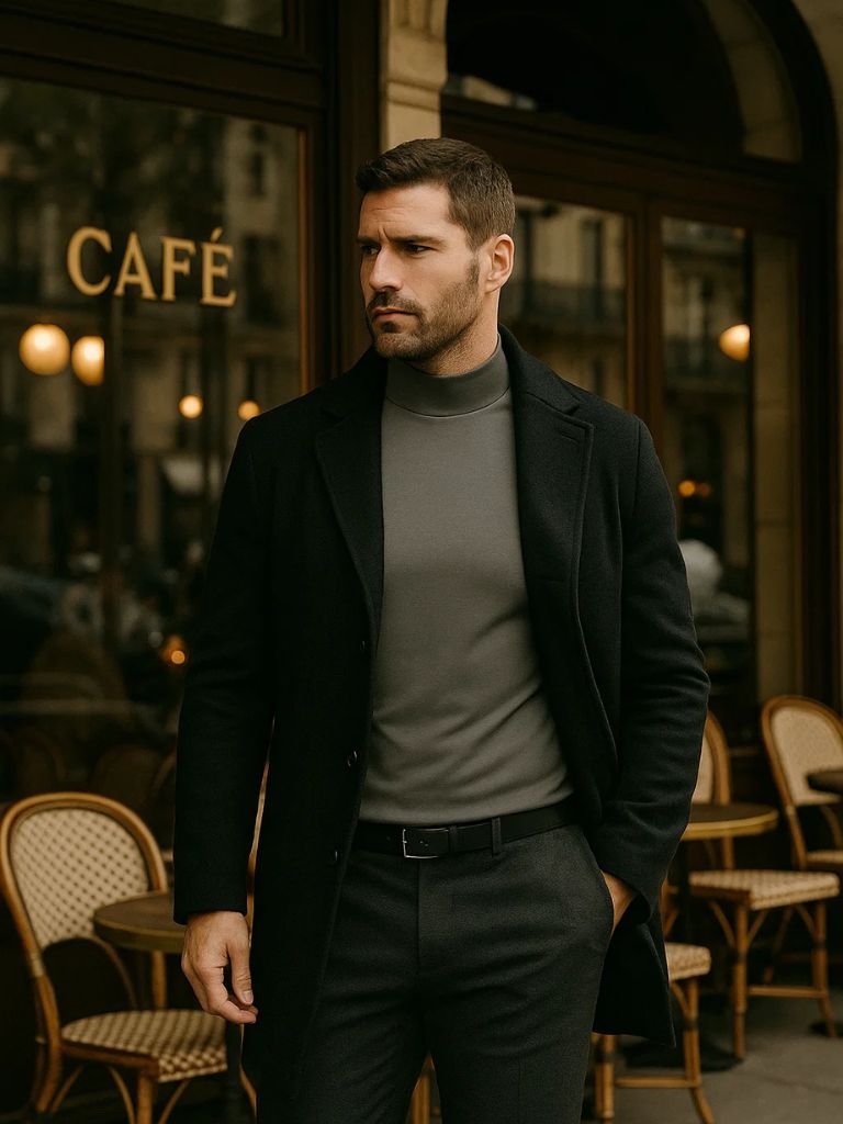 Solid Casual Turtle Neck T-Shirt - Manly Man