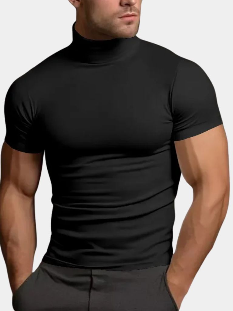 Solid Casual Turtle Neck T-Shirt - Manly Man
