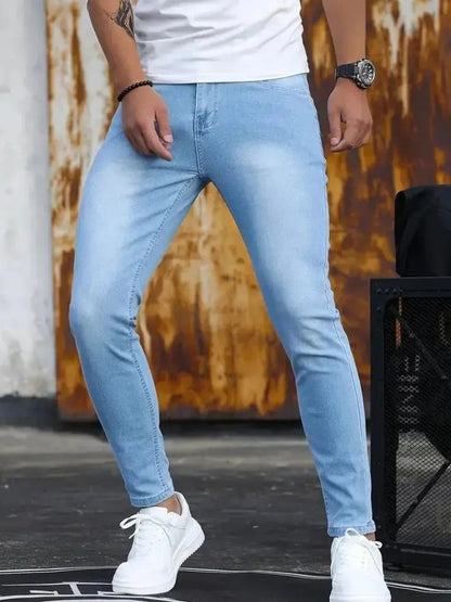 Stretchy Skinny Denim Jeans Trousers - Manly Man
