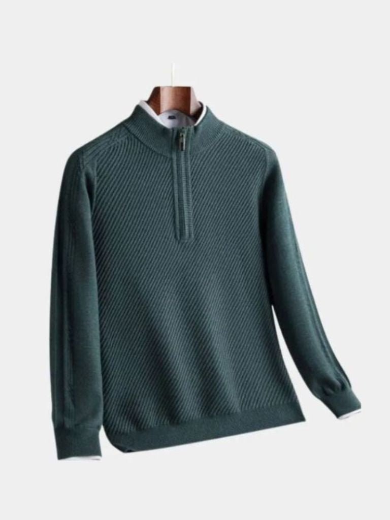 Suéter de lana con cremallera de un cuarto a rayas - Manly Man