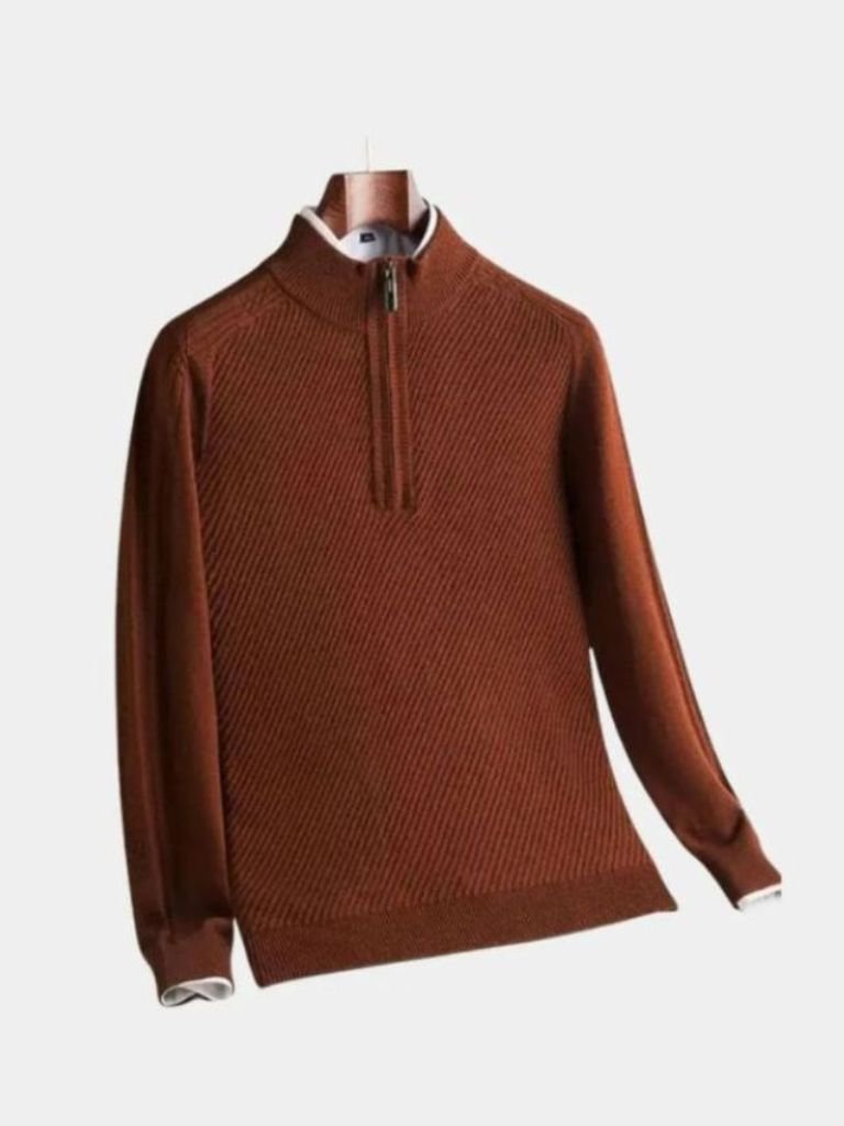 Suéter de lana con cremallera de un cuarto a rayas - Manly Man