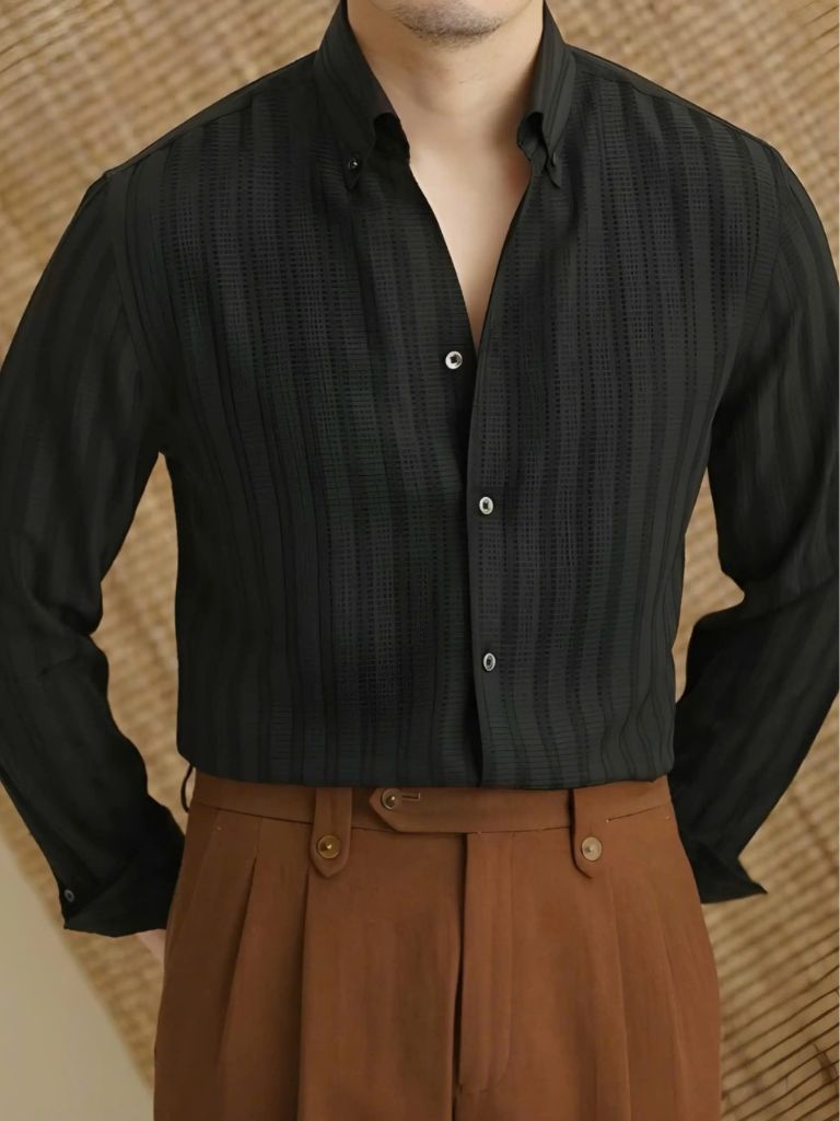 Striped Button Down Seersucker Shirt - Manly Man