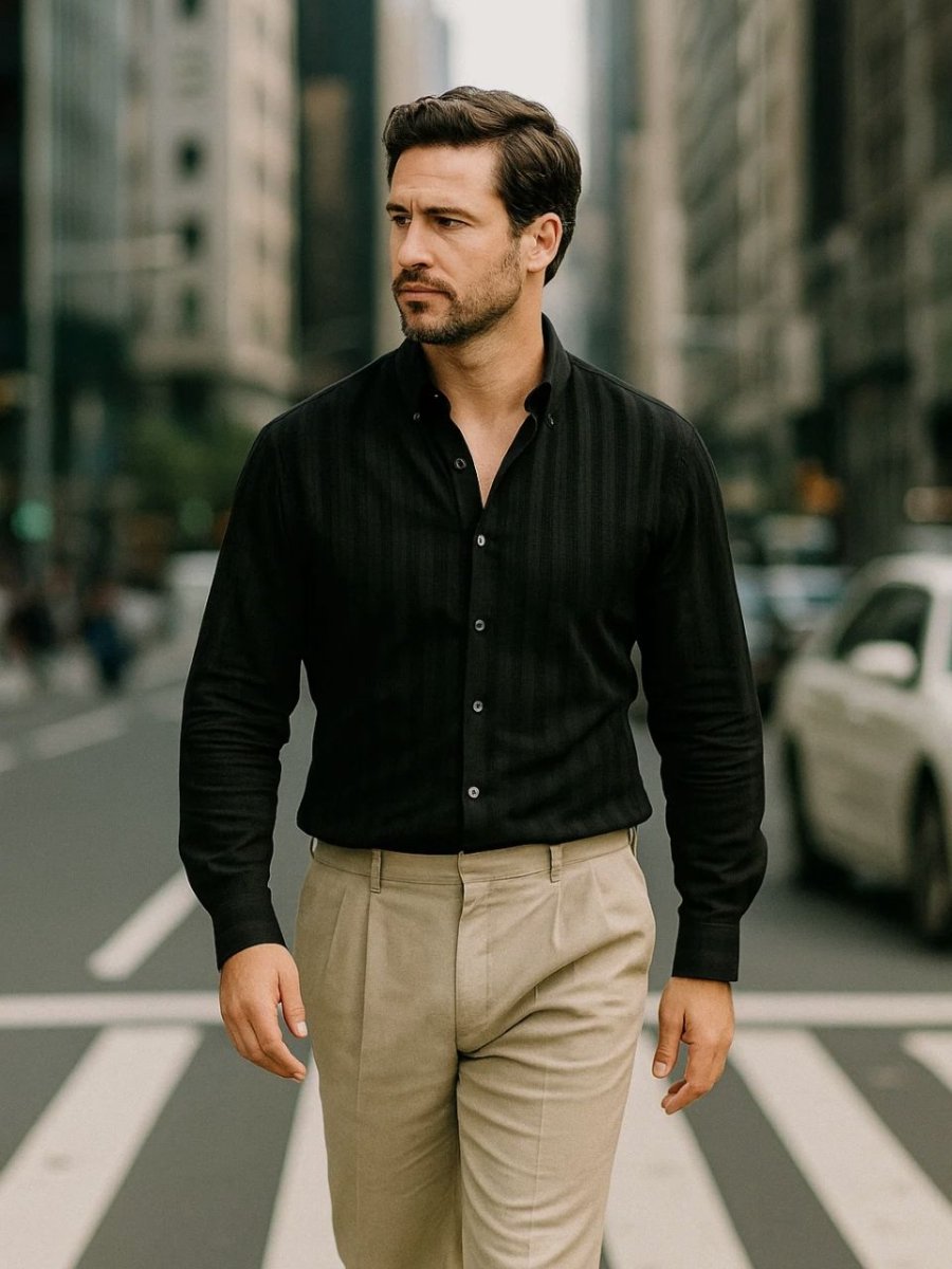 Striped Button Down Seersucker Shirt - Manly Man