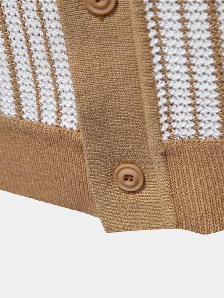 Striped Knit Polo Shirt - Manly Man