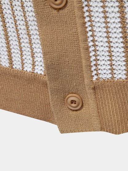 Striped Knit Polo Shirt - Manly Man