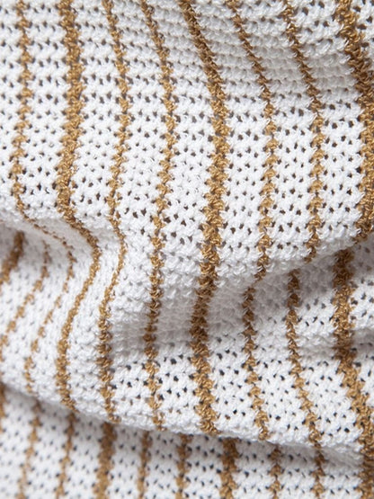 Striped Knit Polo Shirt - Manly Man