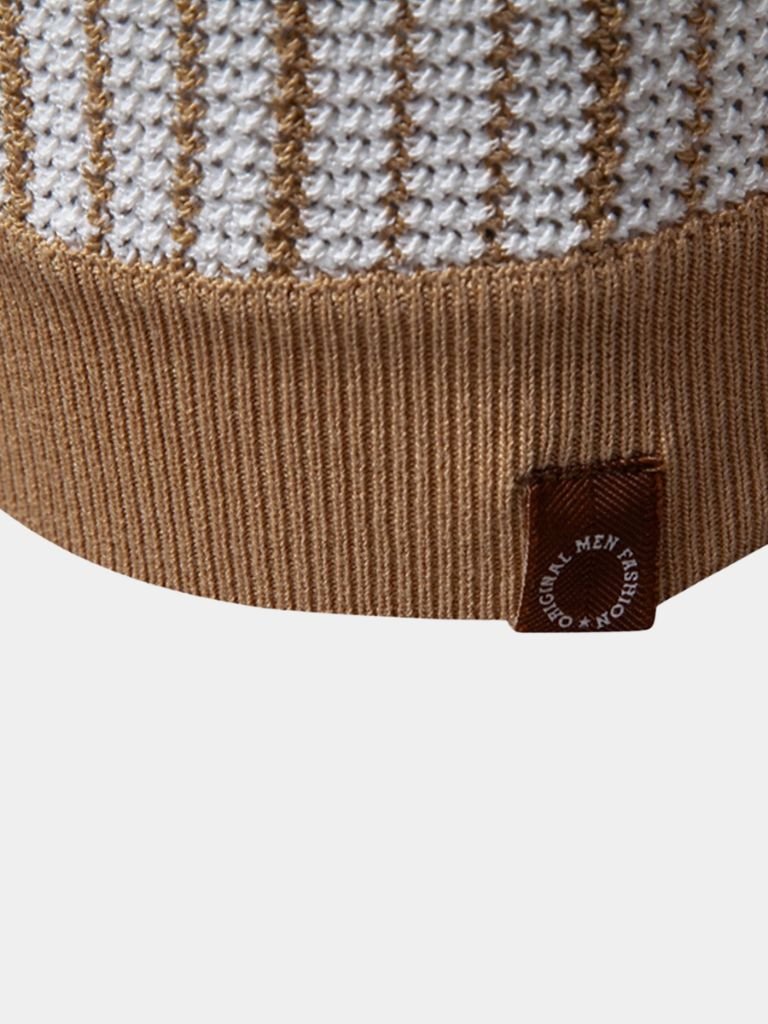 Striped Knit Polo Shirt - Manly Man
