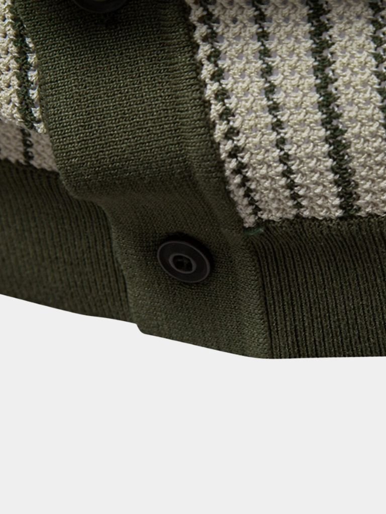 Striped Knit Polo Shirt - Manly Man