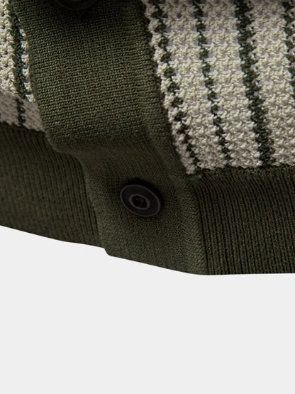 Striped Knit Polo Shirt - Manly Man