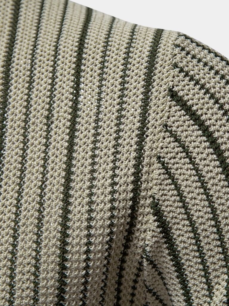 Striped Knit Polo Shirt - Manly Man