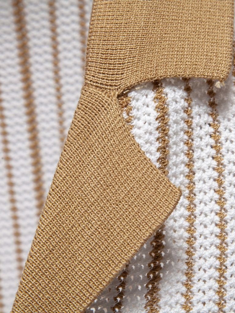 Striped Knit Polo Shirt - Manly Man