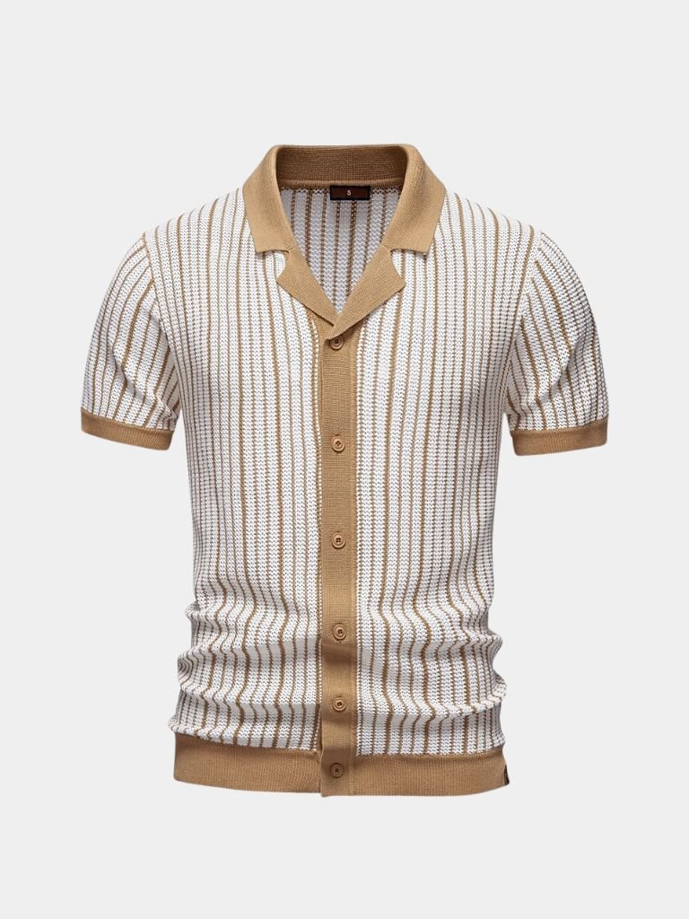 Striped Knit Polo Shirt - Manly Man