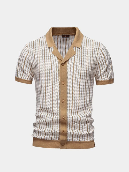 Striped Knit Polo Shirt - Manly Man