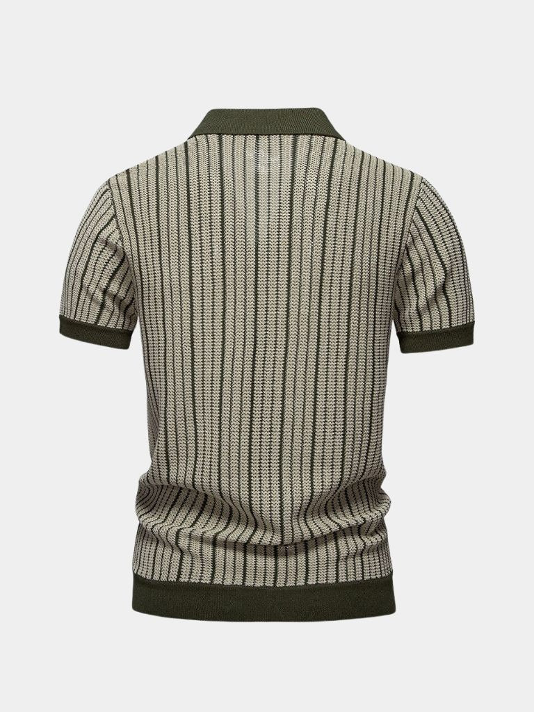 Striped Knit Polo Shirt - Manly Man
