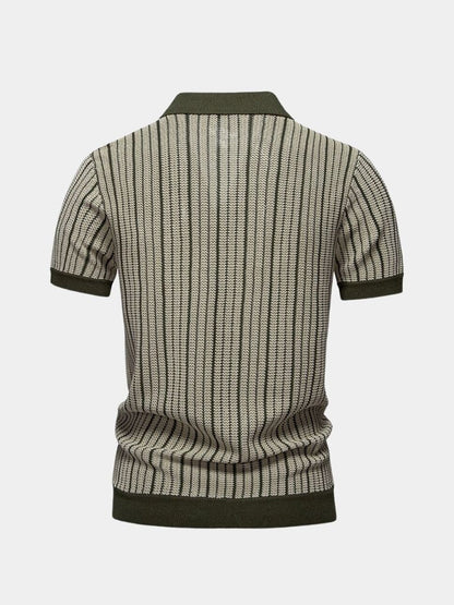 Striped Knit Polo Shirt - Manly Man