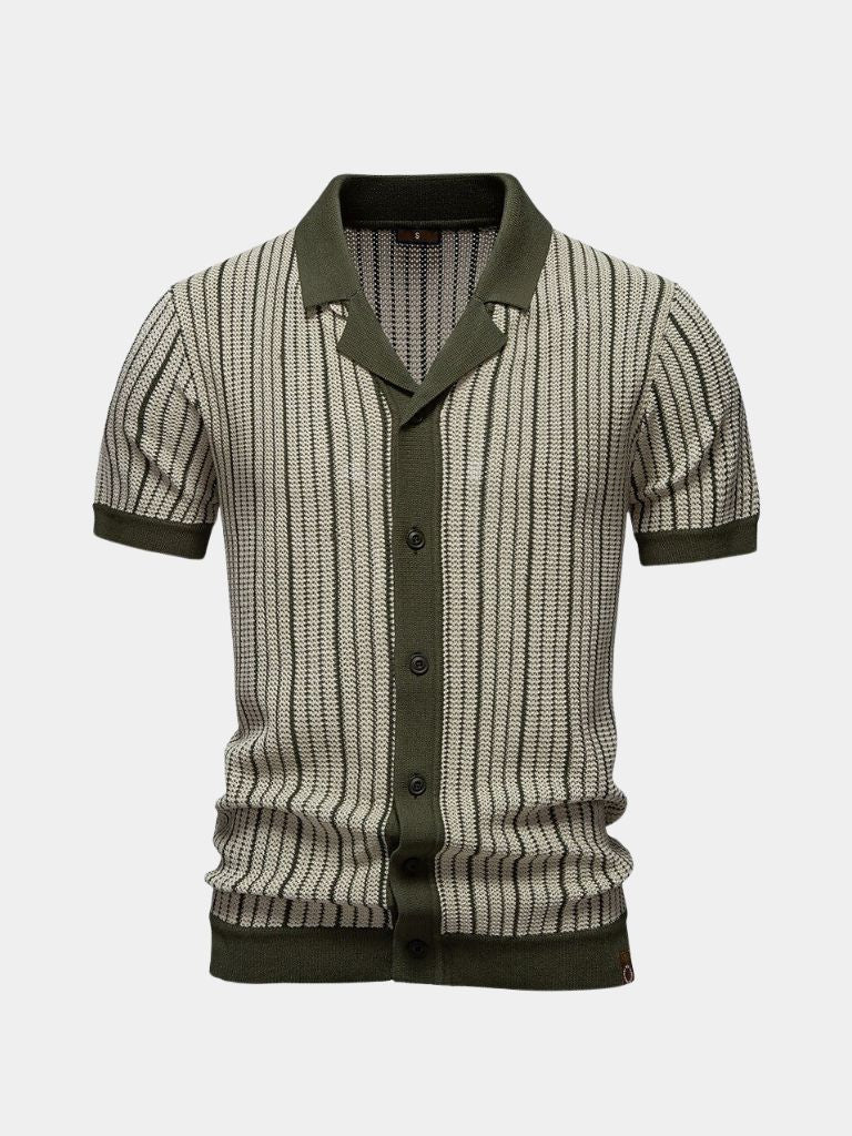Striped Knit Polo Shirt - Manly Man