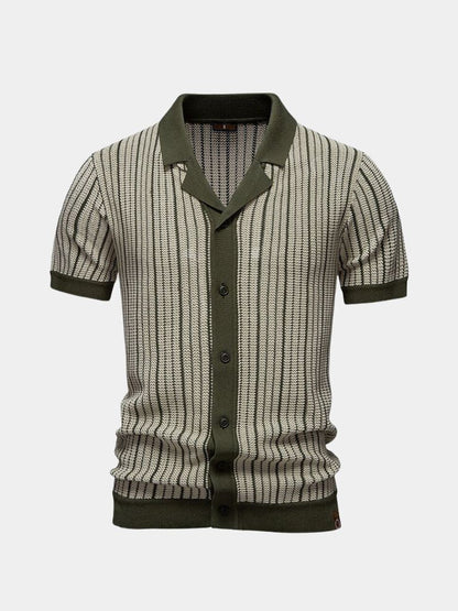 Striped Knit Polo Shirt - Manly Man