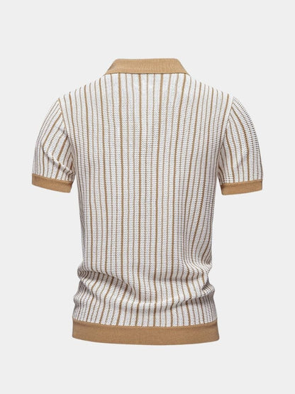 Striped Knit Polo Shirt - Manly Man