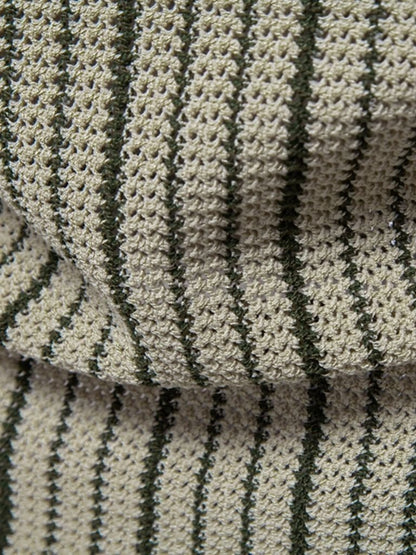 Striped Knit Polo Shirt - Manly Man