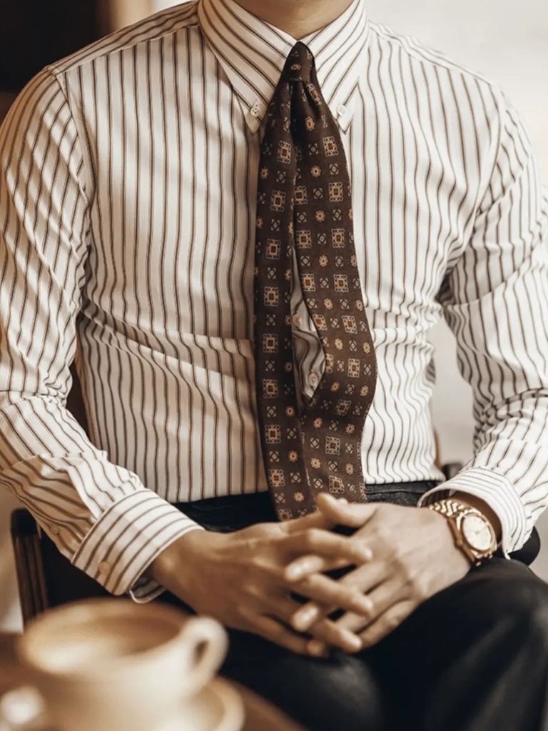 Camisa retro a rayas (marrón) - Manly Man