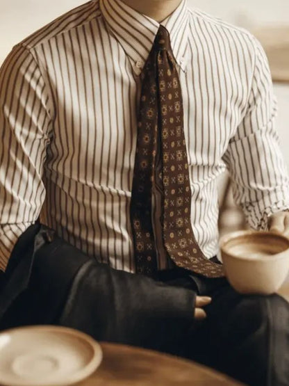 Camisa retro a rayas (marrón) - Manly Man