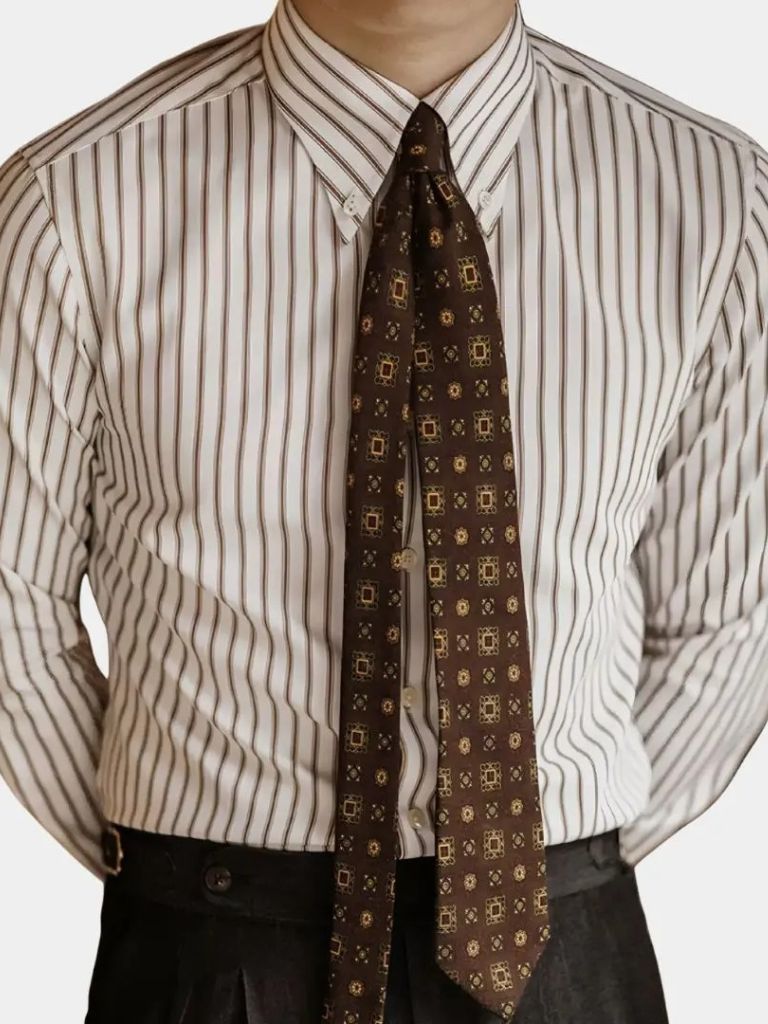 Camisa retro a rayas (marrón) - Manly Man