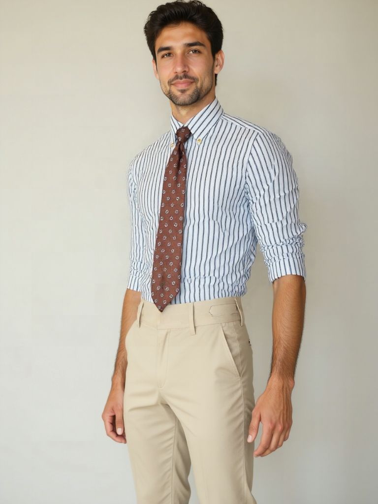 Camisa retro a rayas (azul marino) - Manly Man