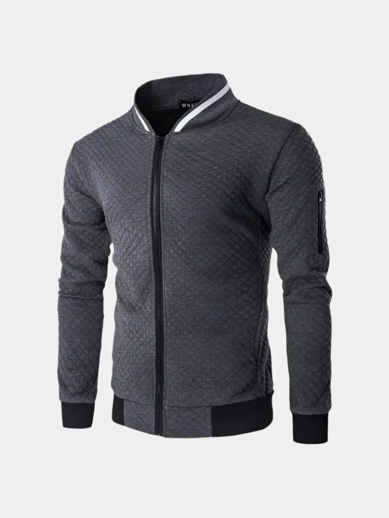 Textured Casual Bomber Jacket - Manly Man
