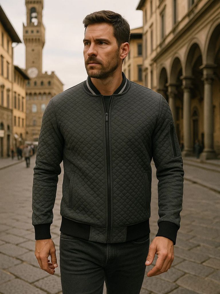 Textured Casual Bomber Jacket - Manly Man